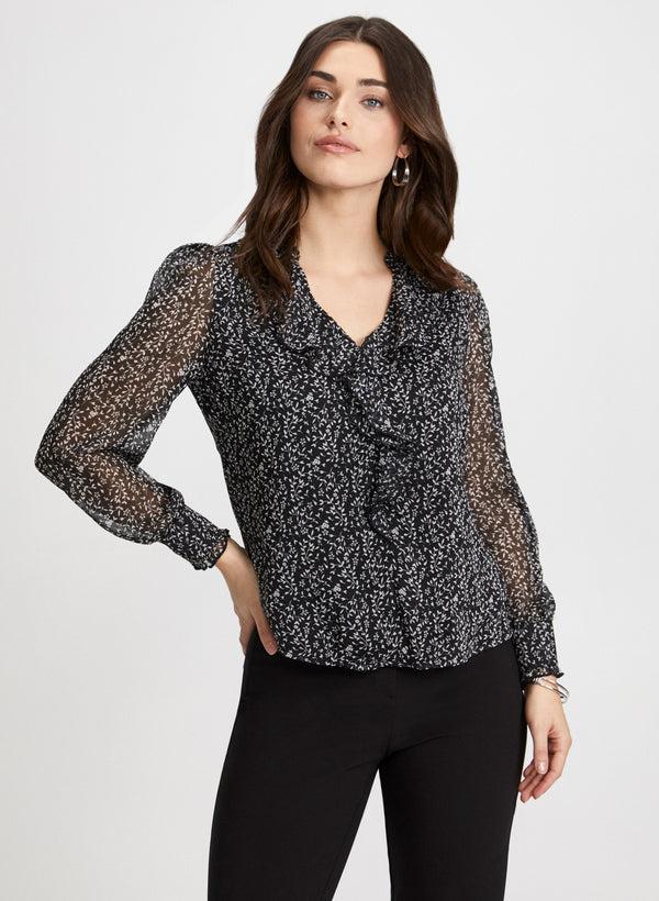 laura Leaf Print Blouse