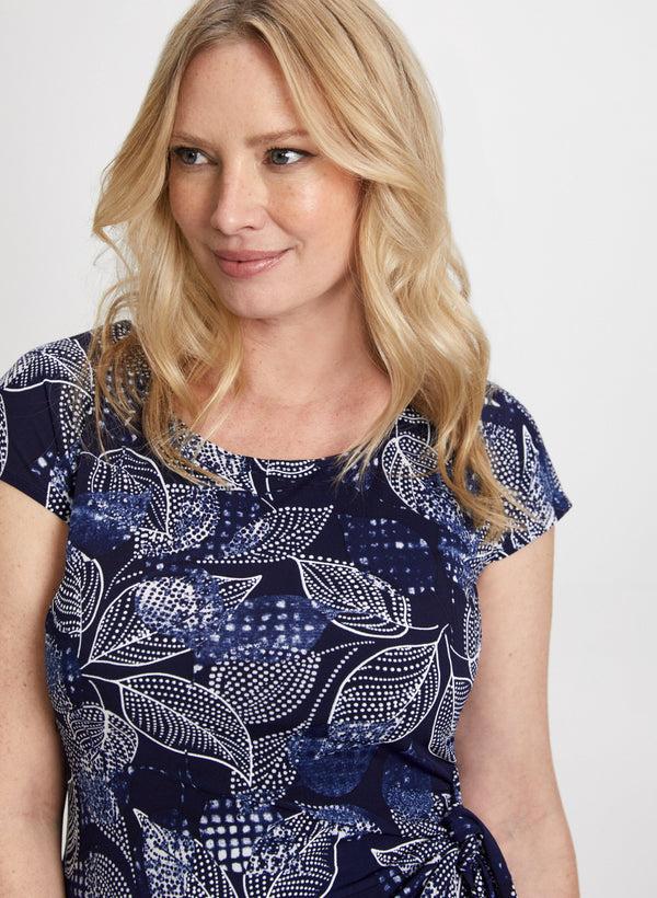 Laura Leaf Print Cap Sleeve Dress