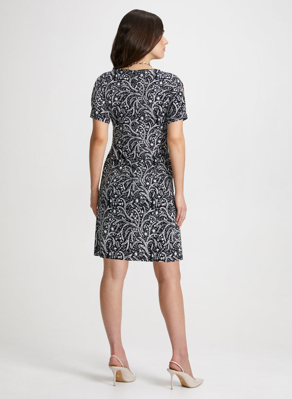 Laura Leaf Print Cold Shoulder Dress