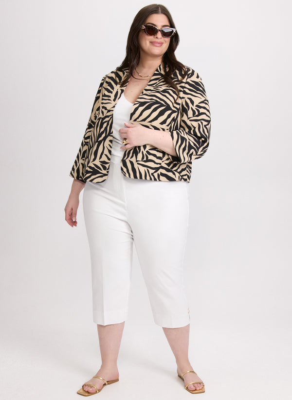laura Leaf Print Jacket & High-Rise Bengaline Capris