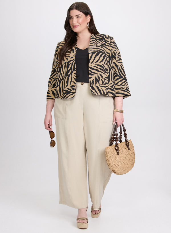 laura Leaf Print Jacket & Olivia Wide-Leg Pants