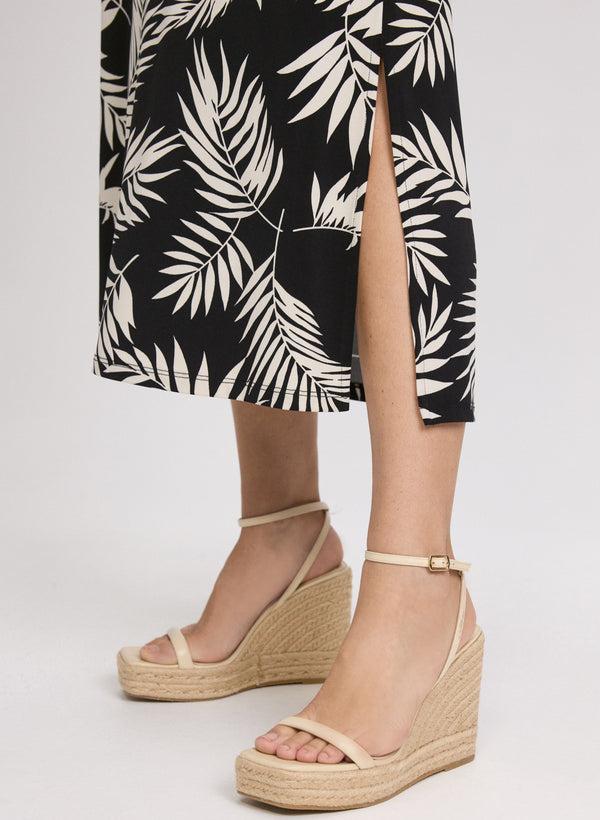 Laura Leaf Print Midi Skirt