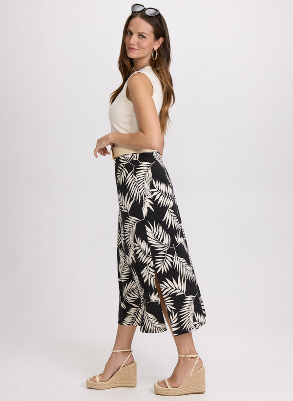 Laura Leaf Print Midi Skirt