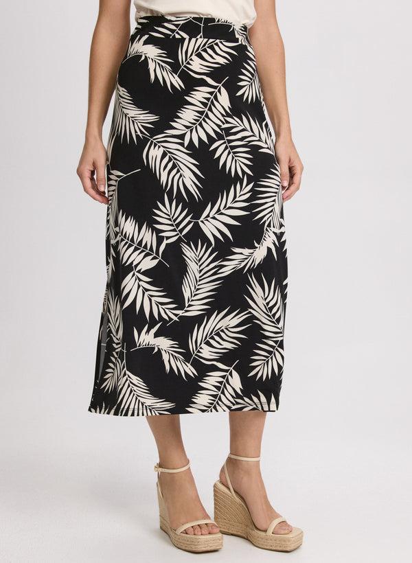 laura Leaf Print Midi Skirt