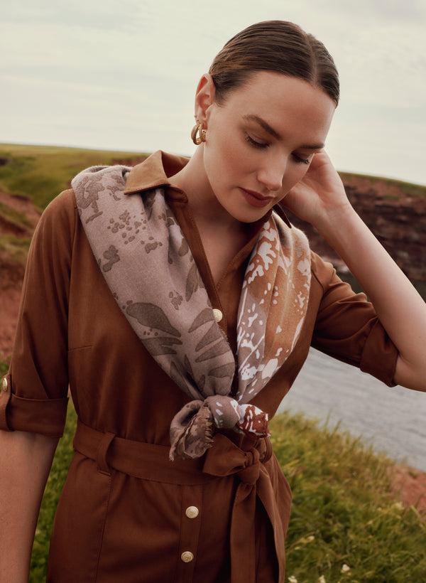 Laura Leaf Print Scarf