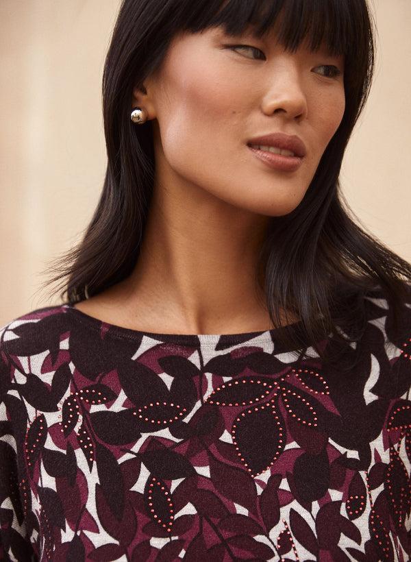 Laura Leaf Print Sweater