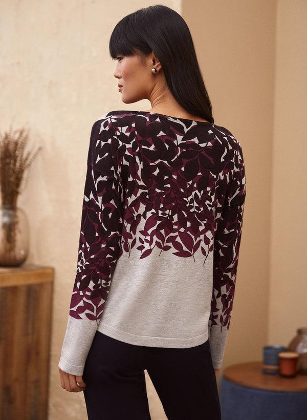Laura Leaf Print Sweater
