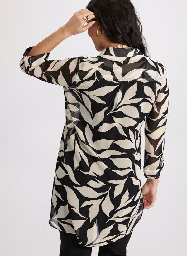 Laura Leaf Print Tunic Blouse