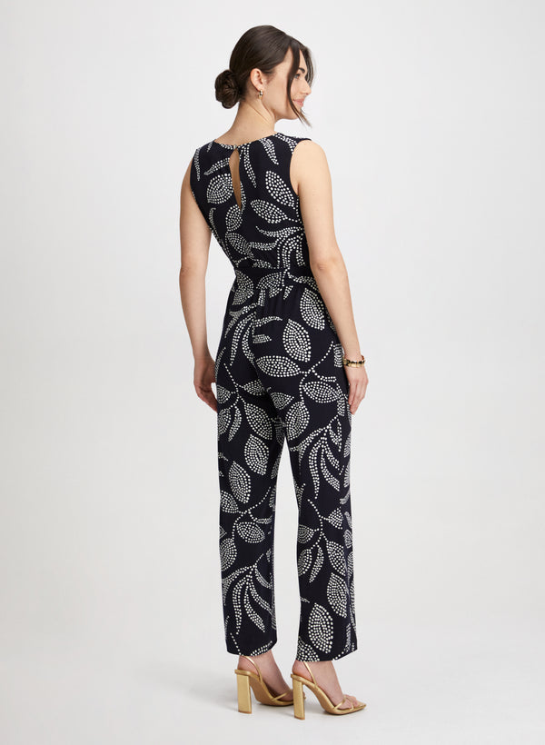 Laura Leaf Print Wide Leg Jumpsuit