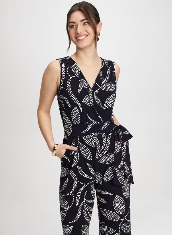 Laura Leaf Print Wide Leg Jumpsuit