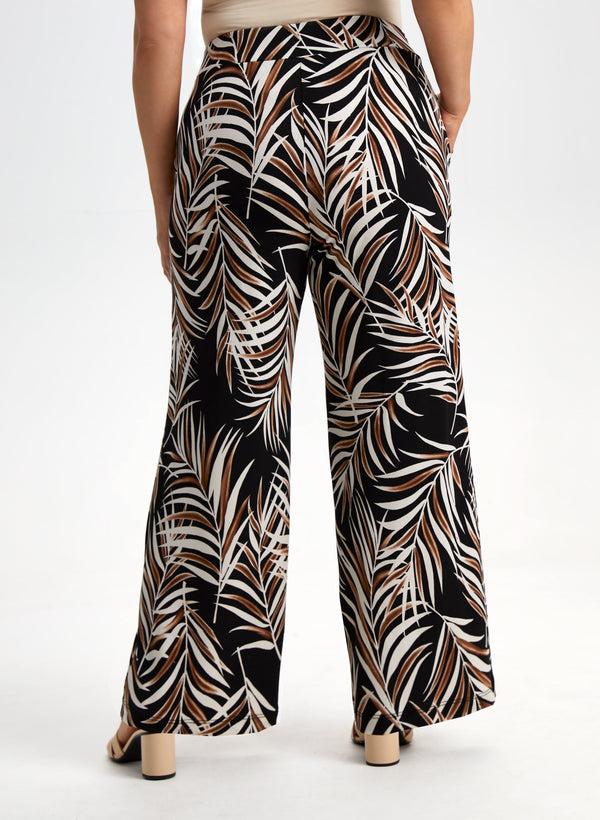 Laura Leaf Print Wide Leg Pants