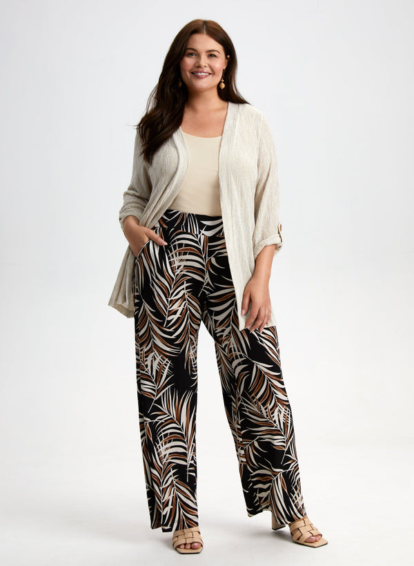 Laura Leaf Print Wide Leg Pants