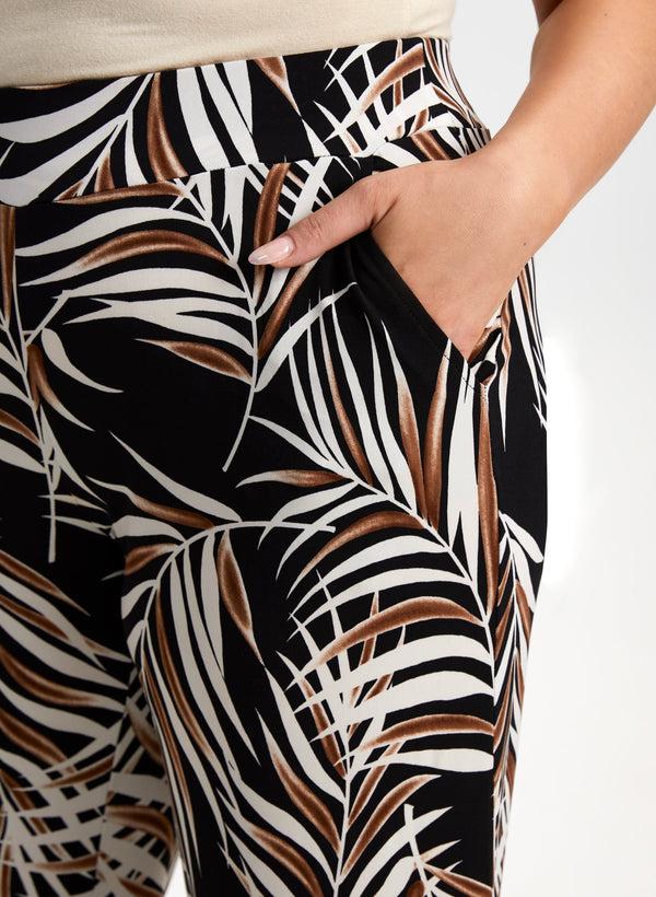 Laura Leaf Print Wide Leg Pants