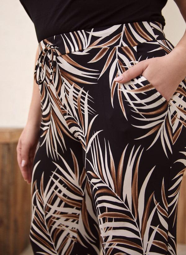 Laura Leaf Print Wide Leg Pants