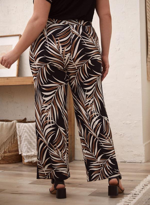 Laura Leaf Print Wide Leg Pants