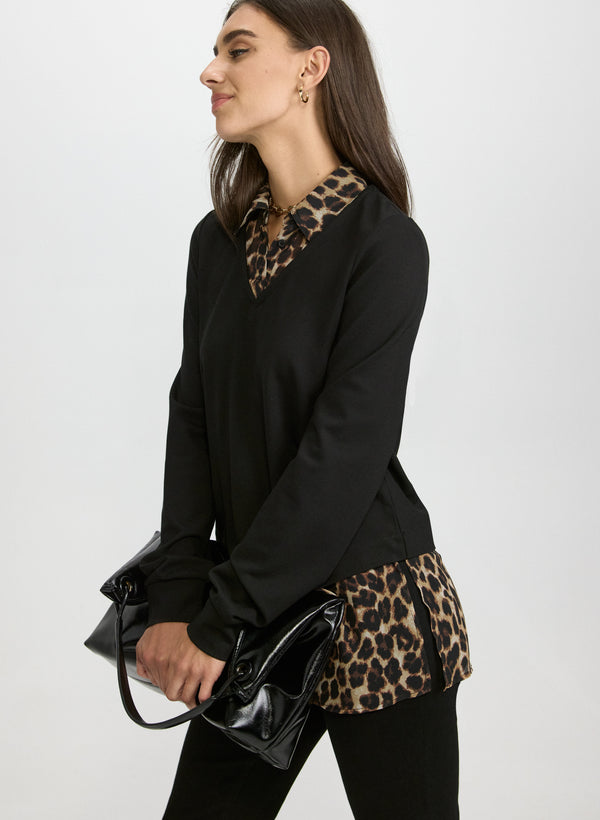 Laura Leopard Illusion Layered Top