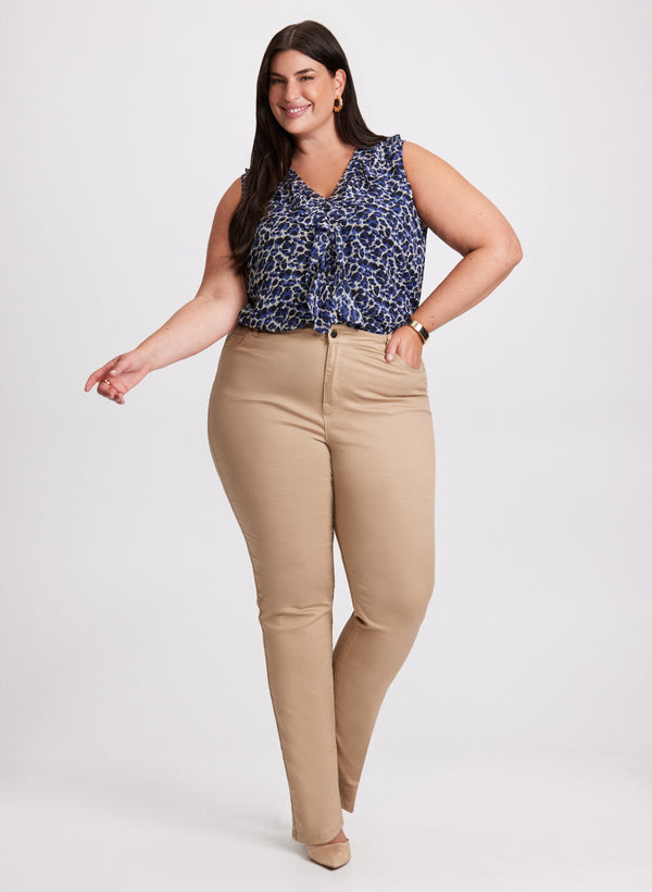 laura Leopard Print Blouse & Slim Leg Jeans