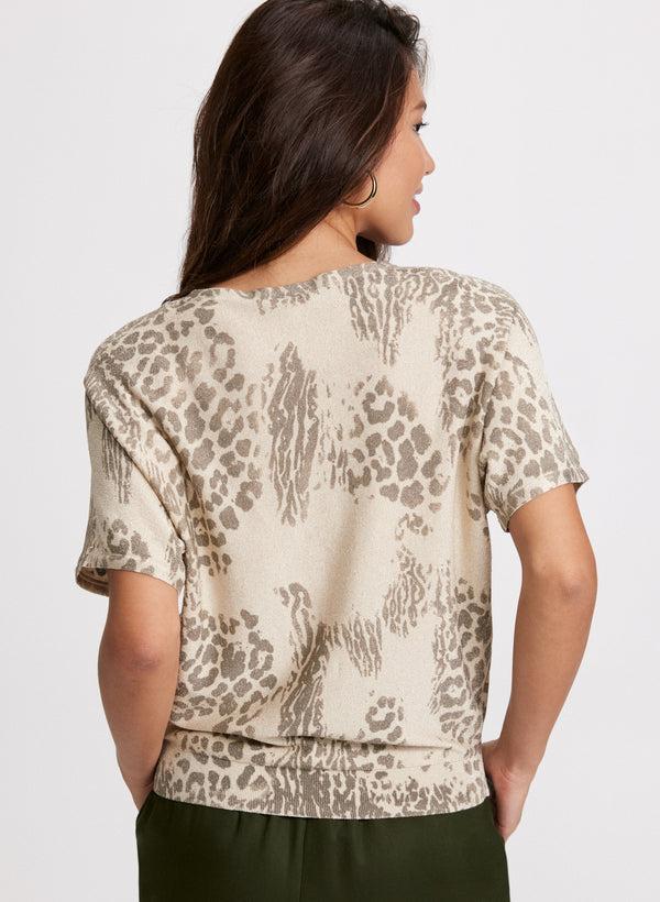 Laura Leopard Print Dolman Sleeve Sweater