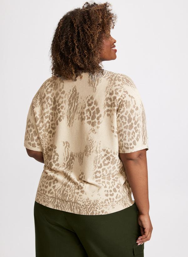 Laura Leopard Print Dolman Sleeve Sweater