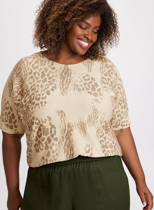 laura Leopard Print Dolman Sleeve Sweater
