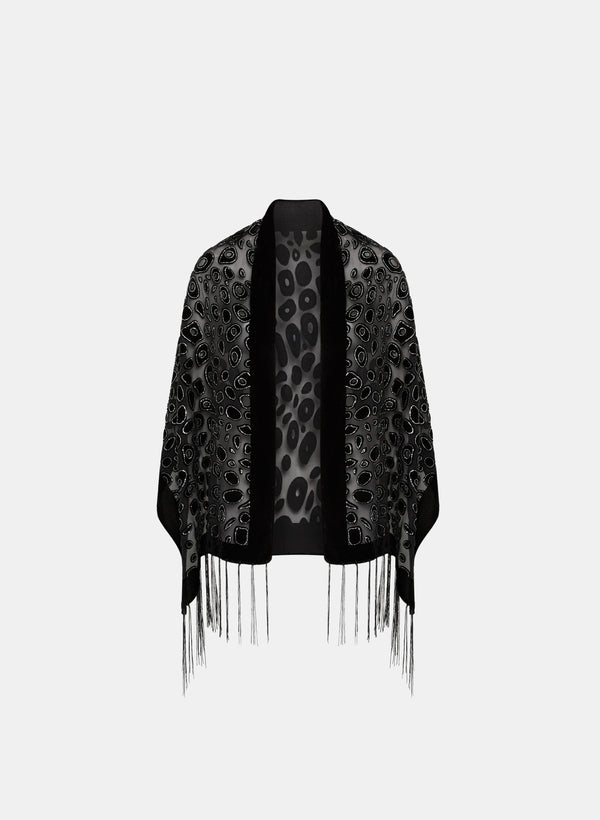 laura Leopard Print Fringe Hem Wrap