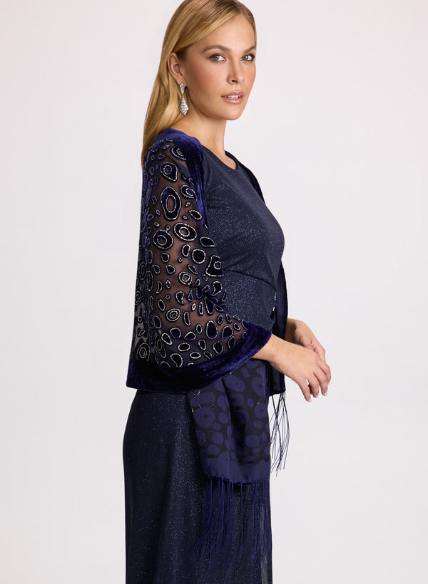 laura Leopard Print Fringe Hem Wrap