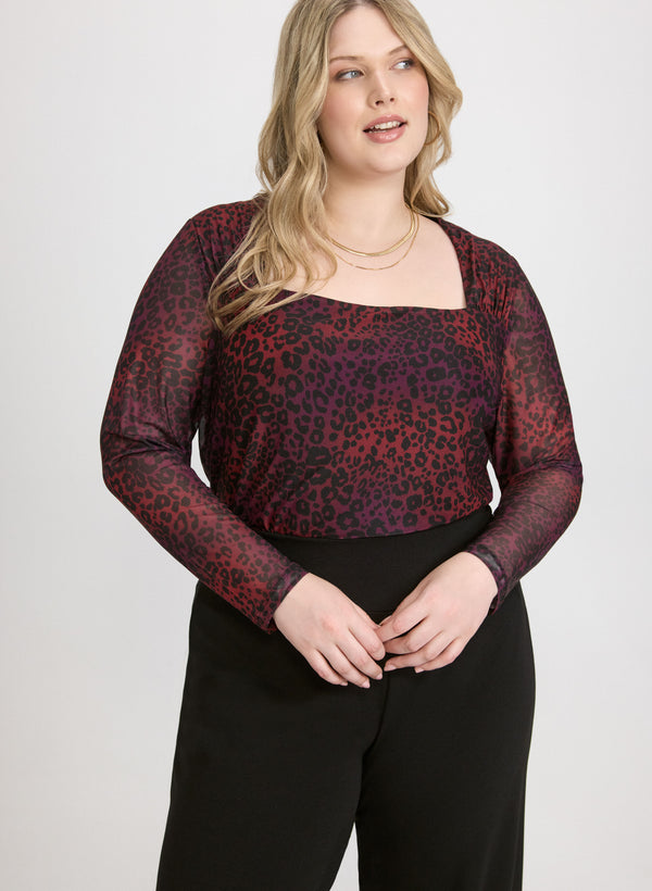 laura Leopard Print Mesh Top