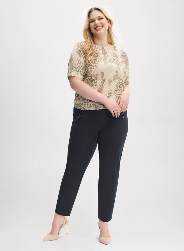 laura Leopard Print Sweater & Cotton-Blend Pants