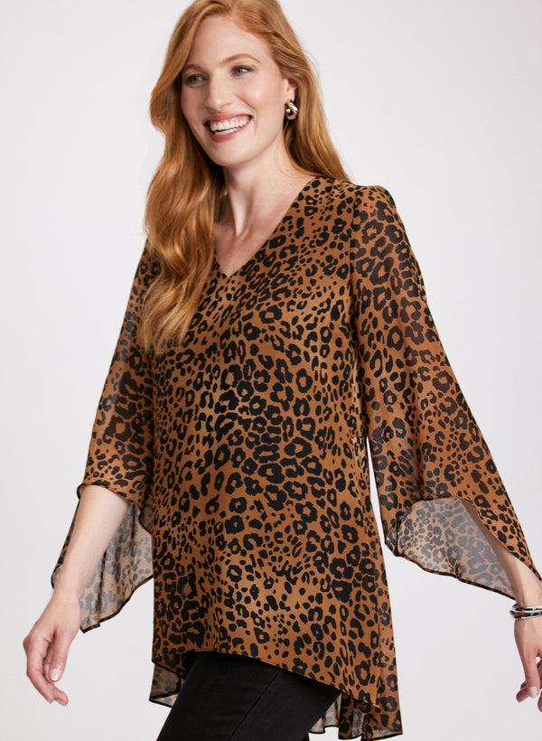 Laura Leopard Print V-Neck Blouse
