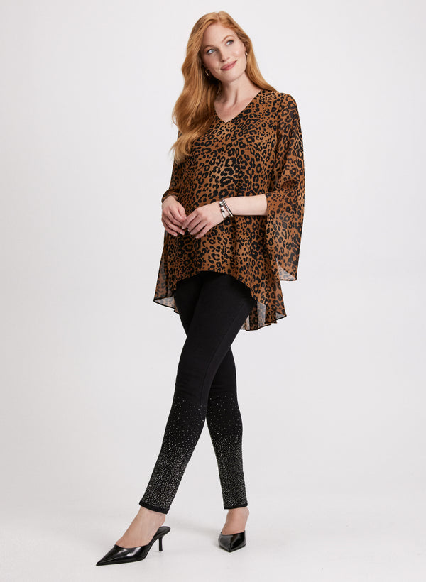 Laura Leopard Print V-Neck Blouse
