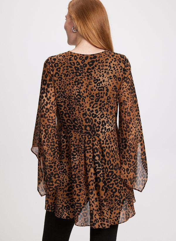 Laura Leopard Print V-Neck Blouse
