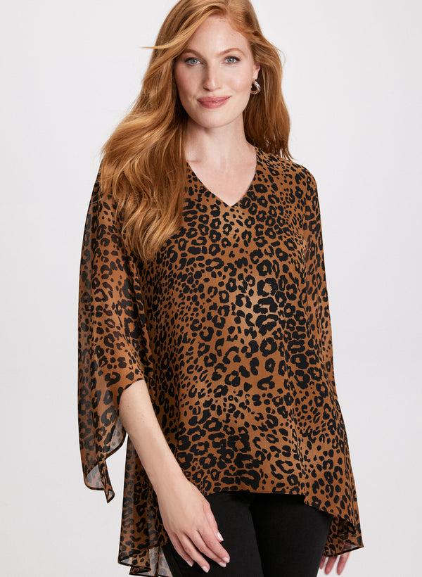 laura Leopard Print V-Neck Blouse