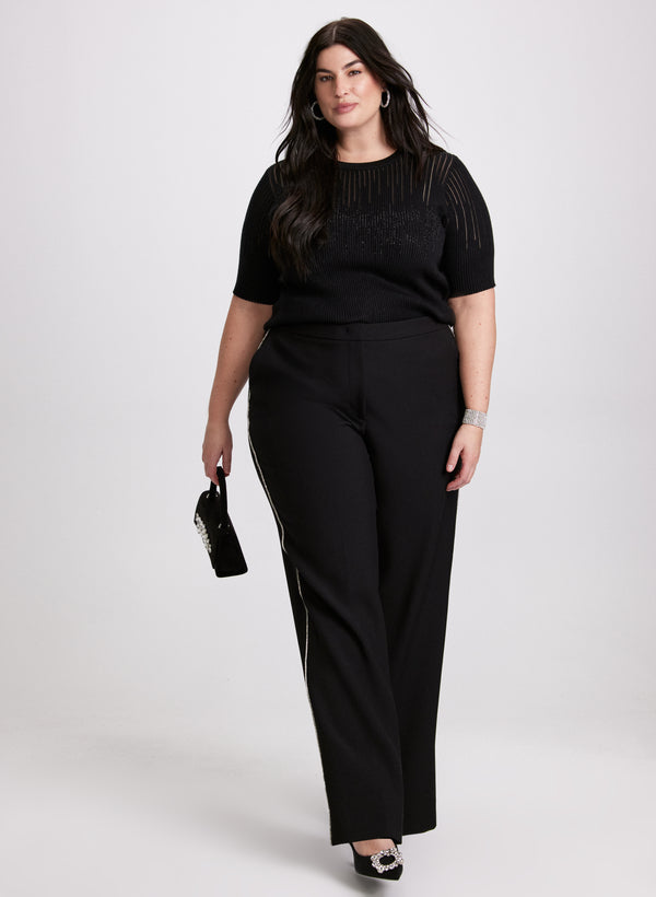 Laura Linear Rhinestone Motif Sweater