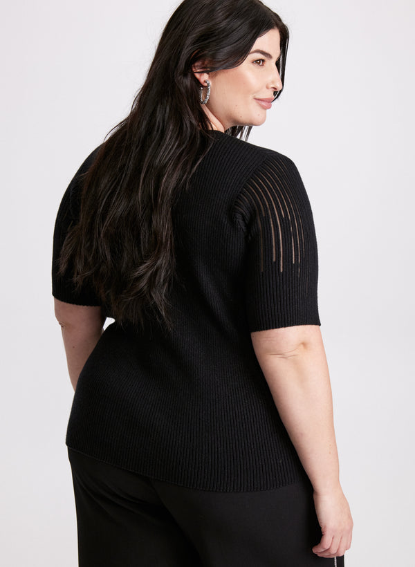 Laura Linear Rhinestone Motif Sweater