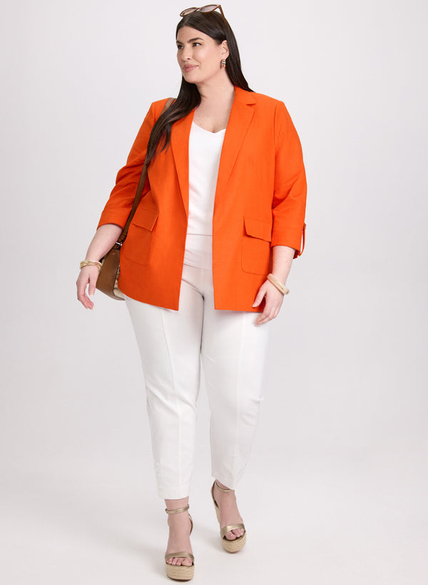 laura Linen-Blend Blazer & Pull-On Slim-Leg Pants