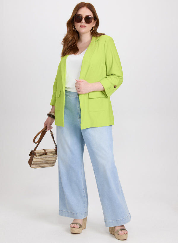 laura Linen-Blend Blazer & Wide-Leg Jeans