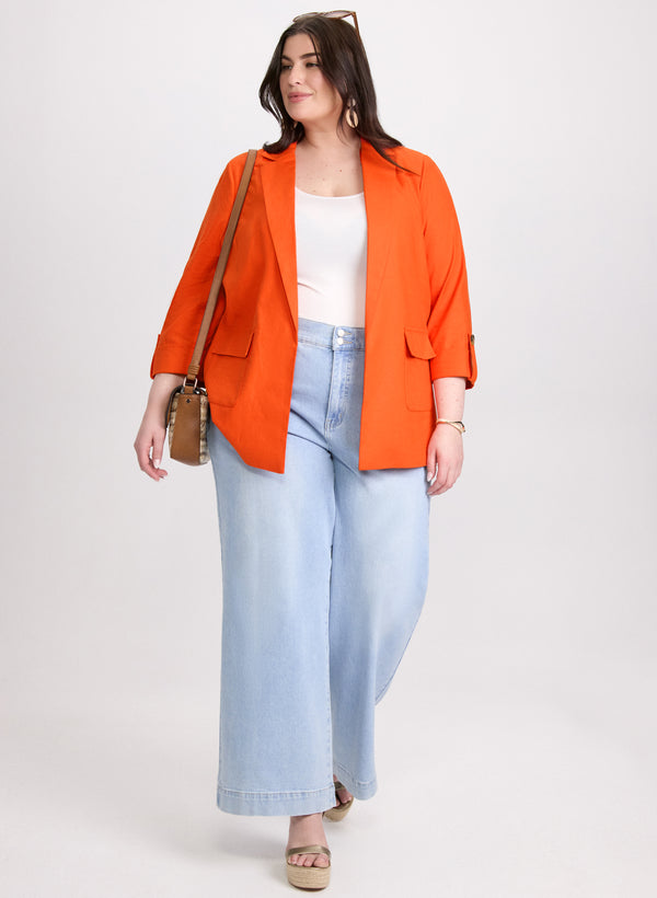 laura Linen-Blend Blazer & Wide-Leg Jeans