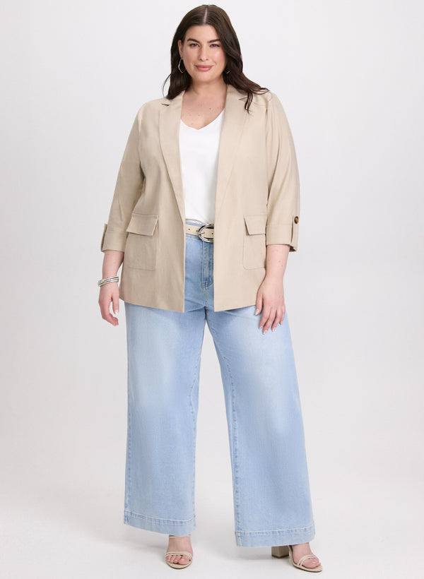 laura Linen-Blend Blazer & Wide-Leg Jeans
