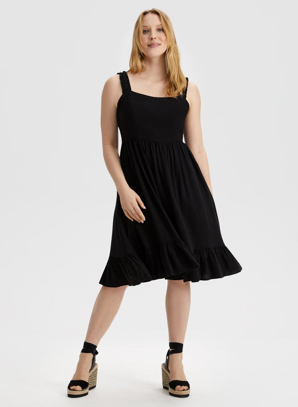 Laura Linen Blend Elastic Strap Dress