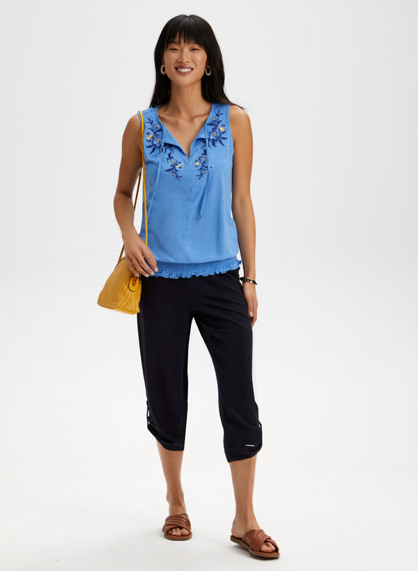 Laura Linen Blend Pull-On Capris