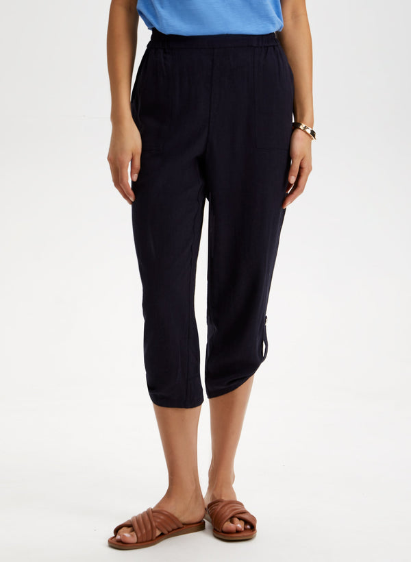 laura Linen Blend Pull-On Capris