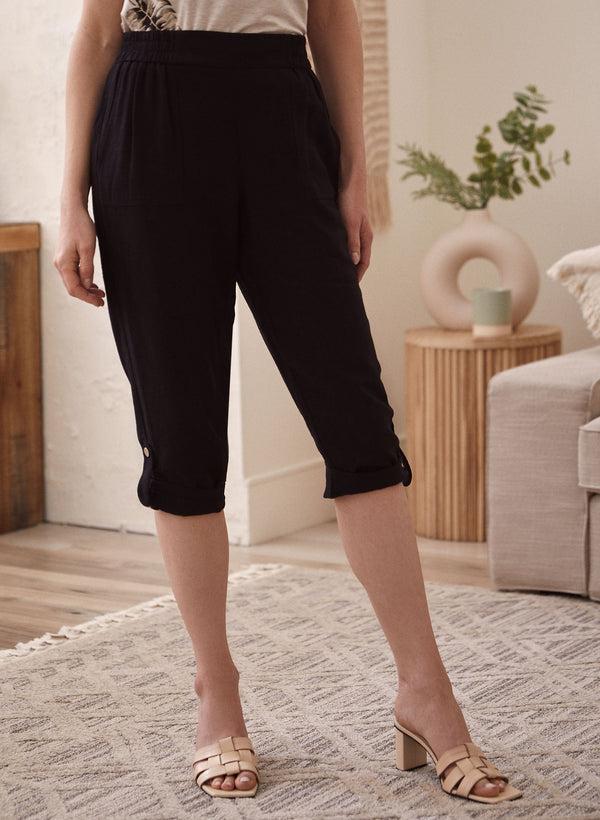 laura Linen Blend Pull-On Capris