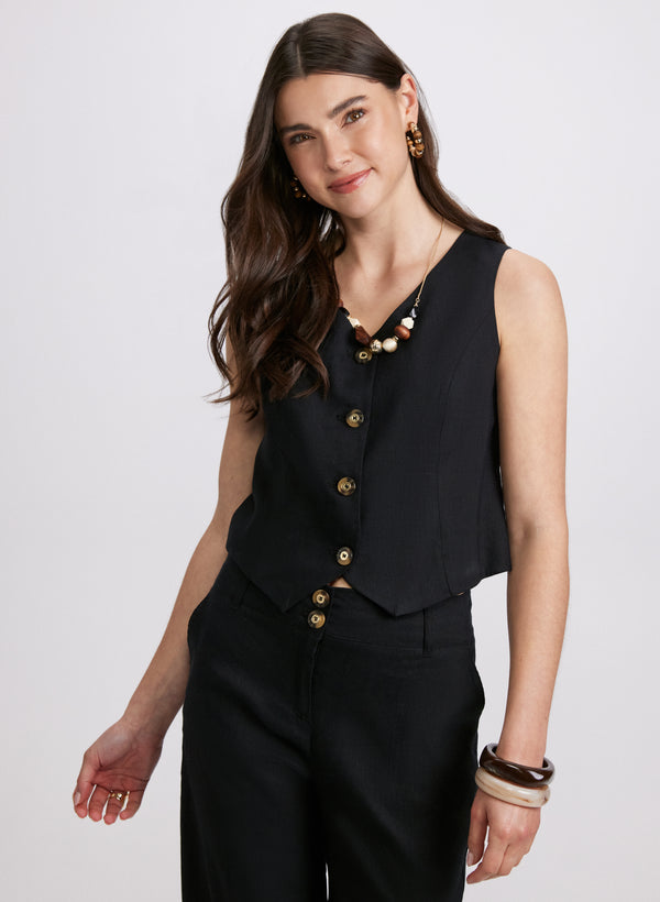 laura Linen-Blend Vest