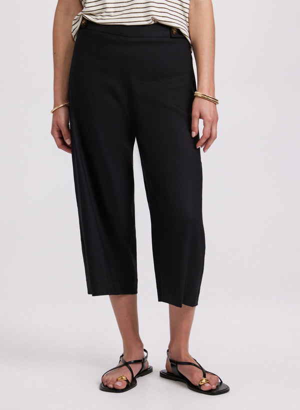 laura Linen-Blend Wide-Leg Capris