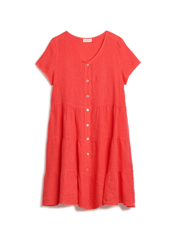 Laura Linen Tiered Shirt Dress