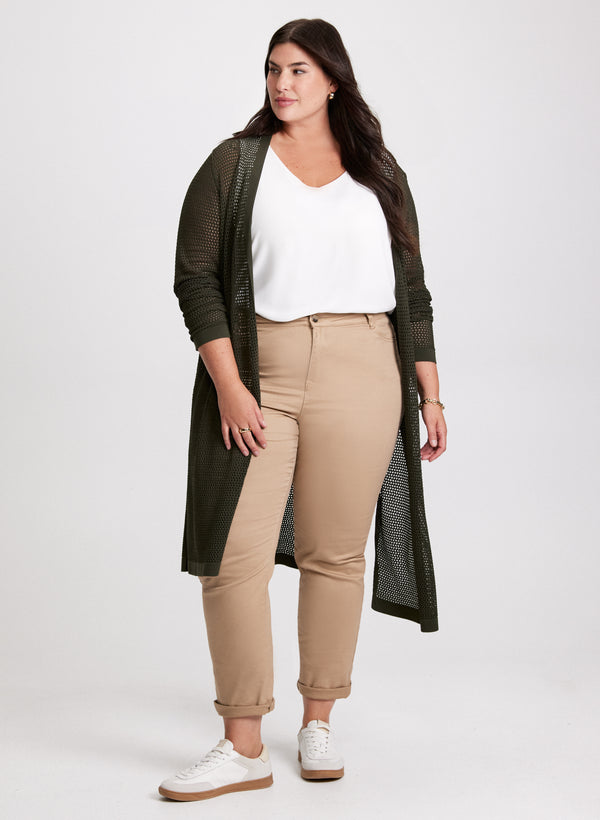 laura Long Cardigan & Coated Jeans