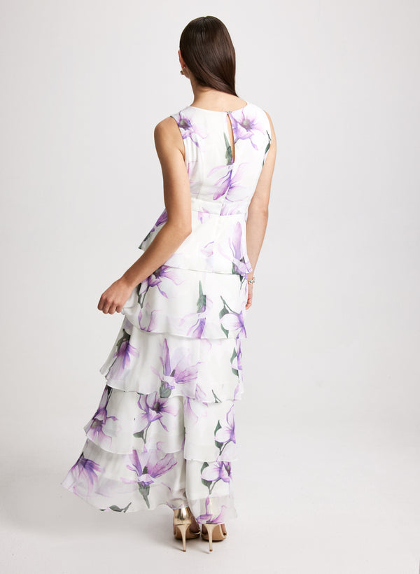 Laura Long Chiffon Floral Dress