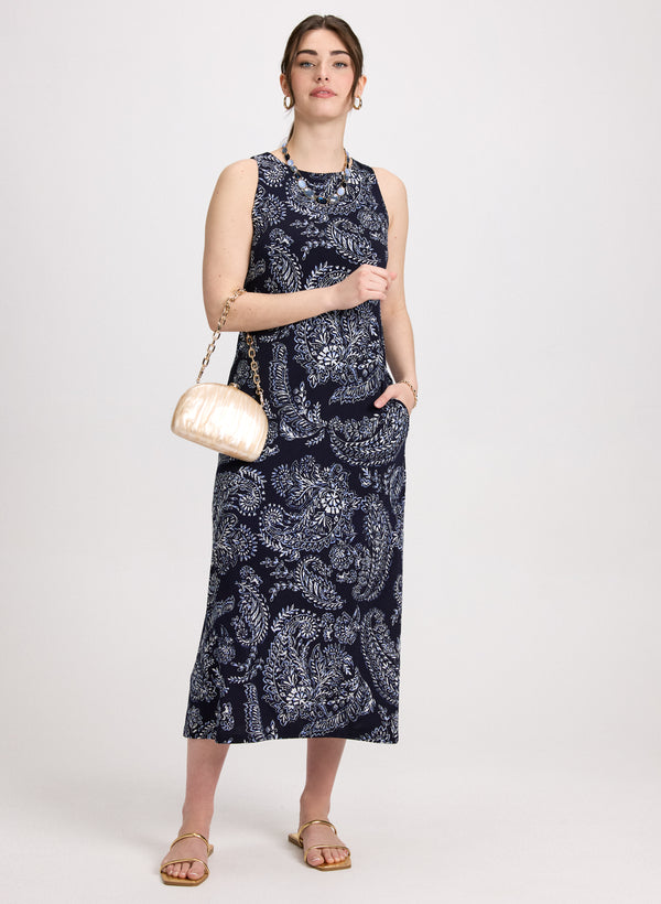laura Long Paisley Print Dress