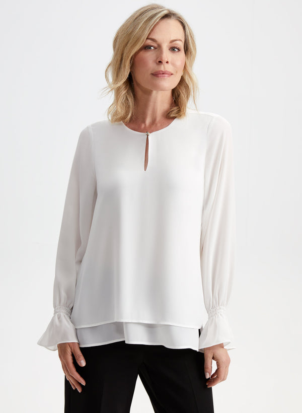 laura Long Sleeve Double Layer Blouse