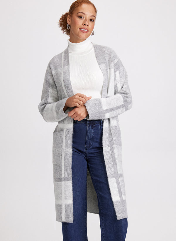 laura Long Sleeve Plaid Cardigan